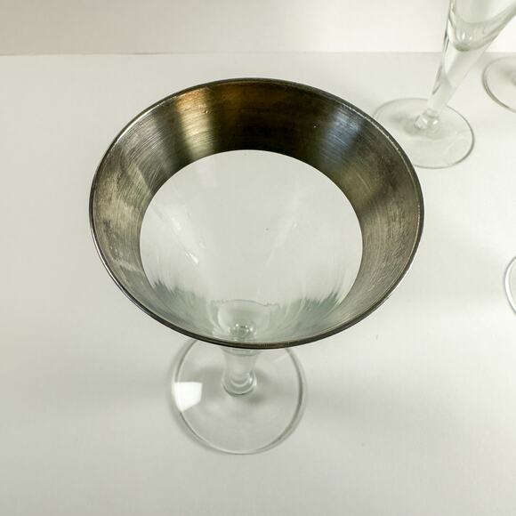 Dorothy Thorpe Silver Rim Trumpet Cocktail Glasses Set 6 Vtg MCM Barware - Picture 10 of 13